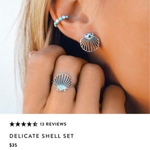 NIP Pura Vida Delicate Shell Set • Ring, Earrings, Ear Cuff • Ring Size 5
